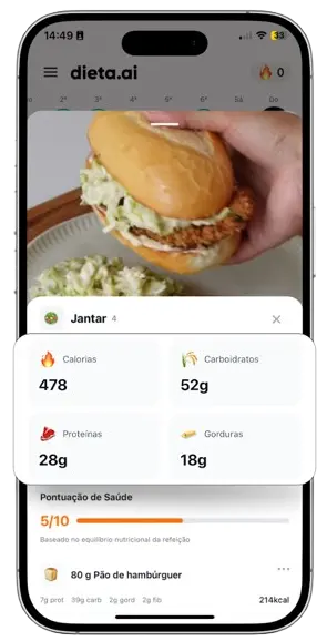 App dieta.ai identificando alimentos pela foto