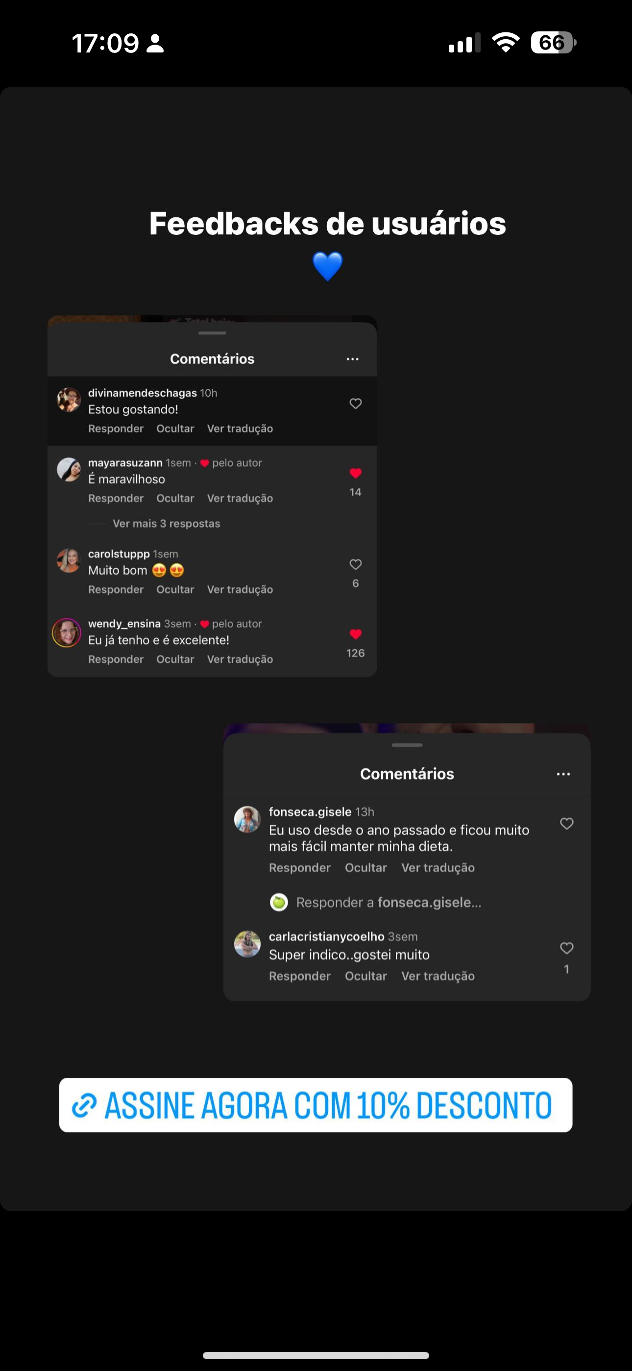 Feedback da usuária